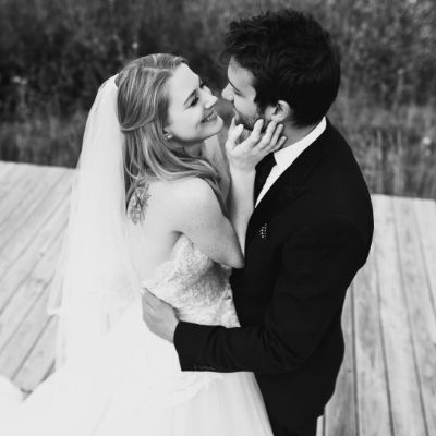 Photo of Alexandra Breckenridge and Casey Hooper during their wedding ceremony.